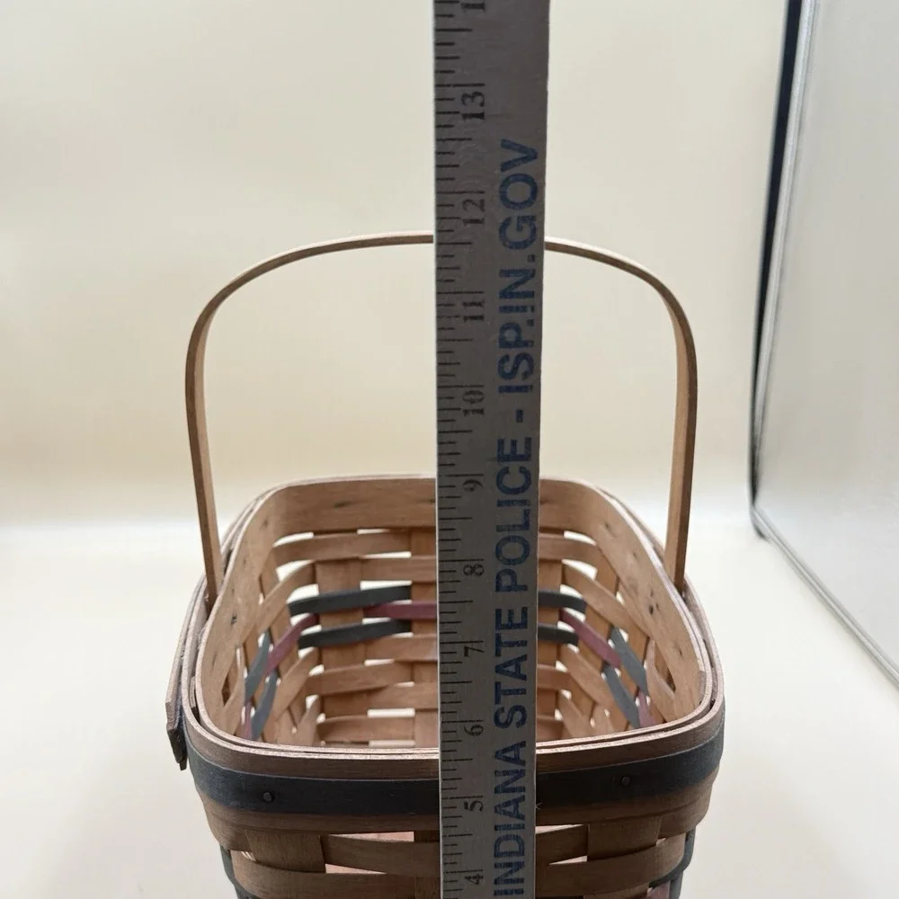 Longaberger 1991 Handwoven Brown Red Green Basket VTG 11